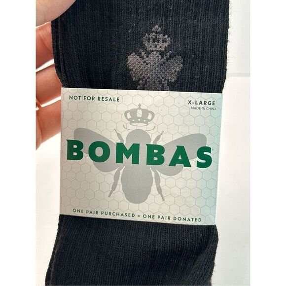Bombas Socks NWT XL Black Gray Crew Polyester Blend - Picture 3 of 5